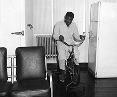 Whitecoats Relaxing, On a Stationery Bike